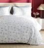 Monkler White & Lavender 100% Cotton Floral King Size Bedsheet with 2 Pillow Covers